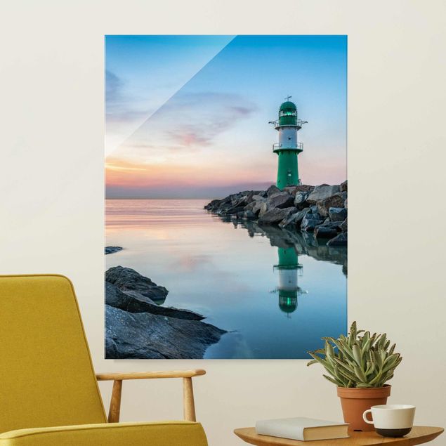 Wanddeko blau Sunset at the Lighthouse