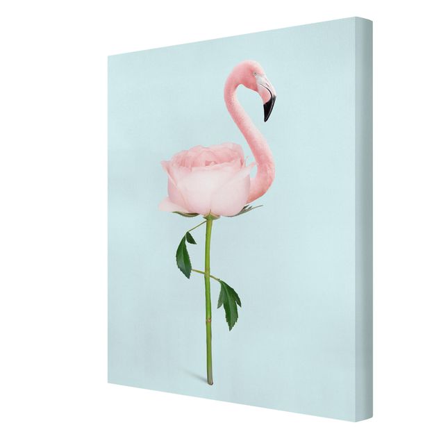 Wanddeko Flur Flamingo mit Rose