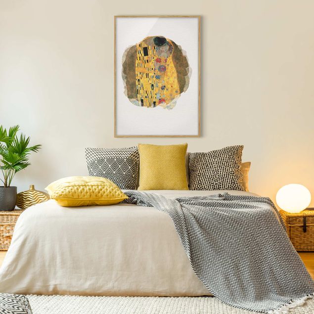 Wanddeko Wohnzimmer Wasserfarben - Gustav Klimt - Der Kuss