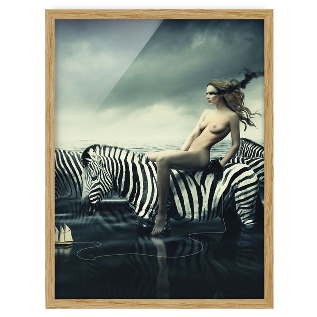 Wanddeko Esszimmer Frauenakt mit Zebras