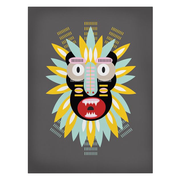 Wanddeko Jungenzimmer Collage Ethno Maske - King Kong