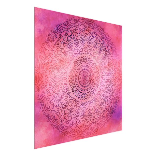 Wanddeko Büro Aquarell Mandala Pink Violett