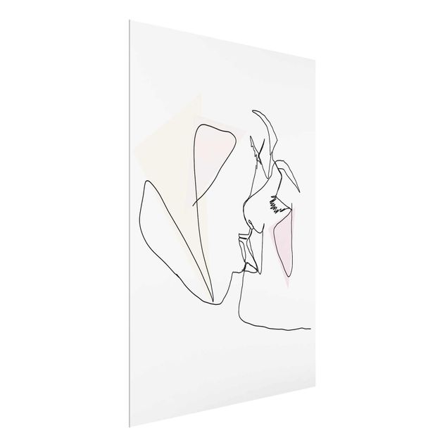 Wanddeko Esszimmer Kuss Gesichter Line Art