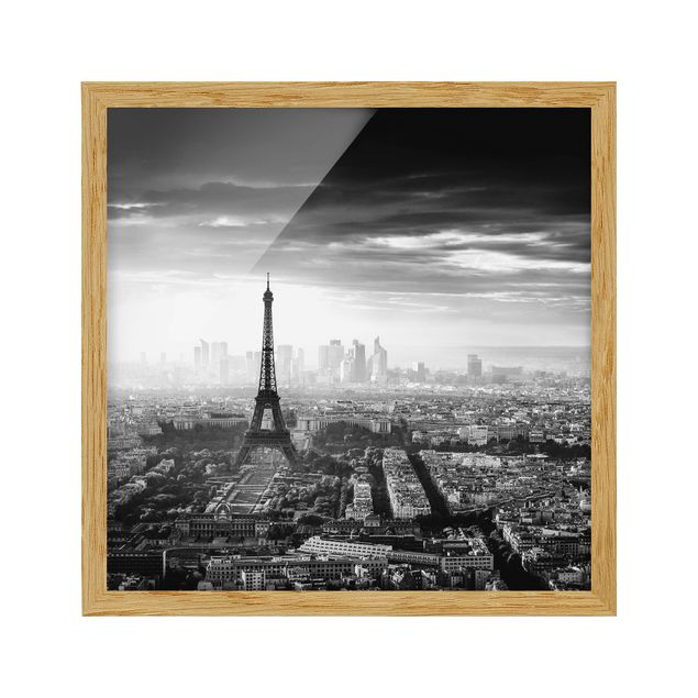 Wanddeko Flur Der Eiffelturm von Oben schwarz-weiß