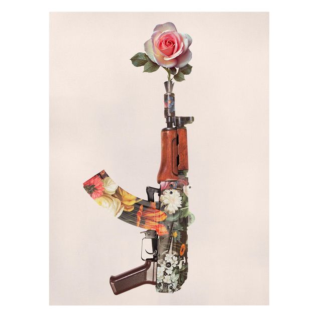 Wohndeko Blume Waffe mit Rose