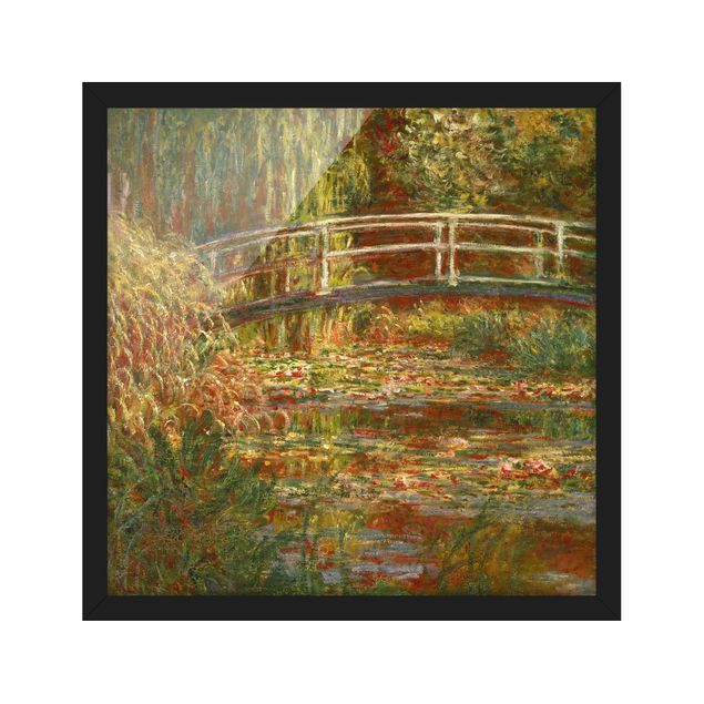 Wanddeko Flur Claude Monet - Seerosenteich und japanische Brücke (Harmonie in rosa)