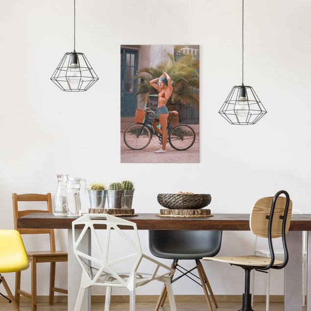 Wanddeko Wohnzimmer Fahrrad Mädchen