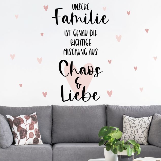 Wanddeko Schlafzimmer Familie, Liebe & Chaos Herzen