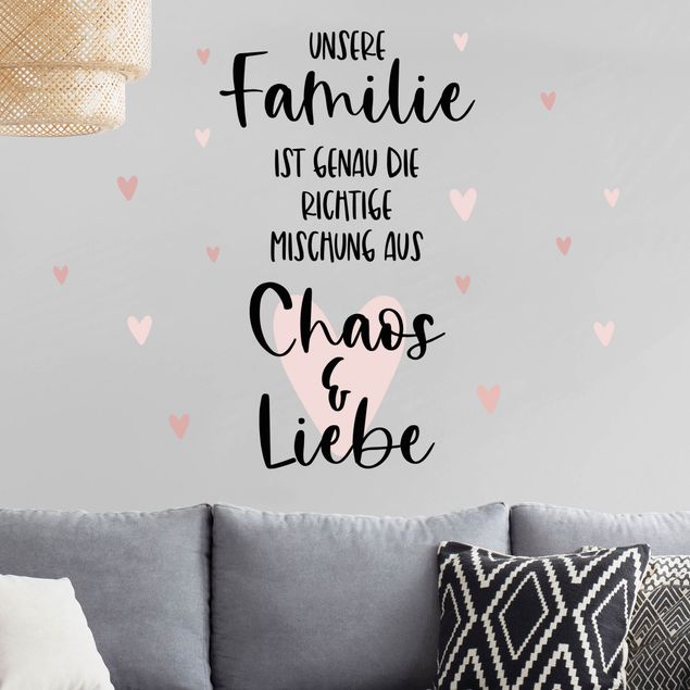 Wanddeko Flur Familie, Liebe & Chaos Herzen