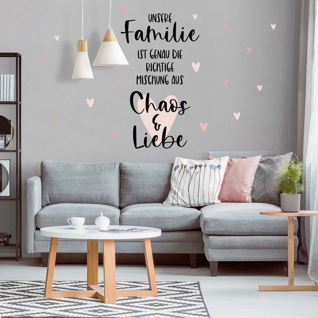 Wanddeko Büro Familie, Liebe & Chaos Herzen