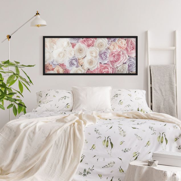 Wanddeko Schlafzimmer Pastell Paper Art Rosen