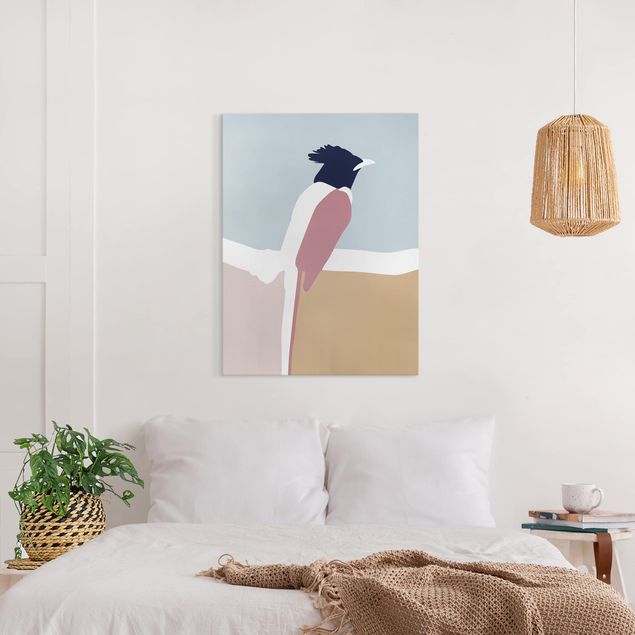 Wanddeko Schlafzimmer Line Art Vogel Pastell
