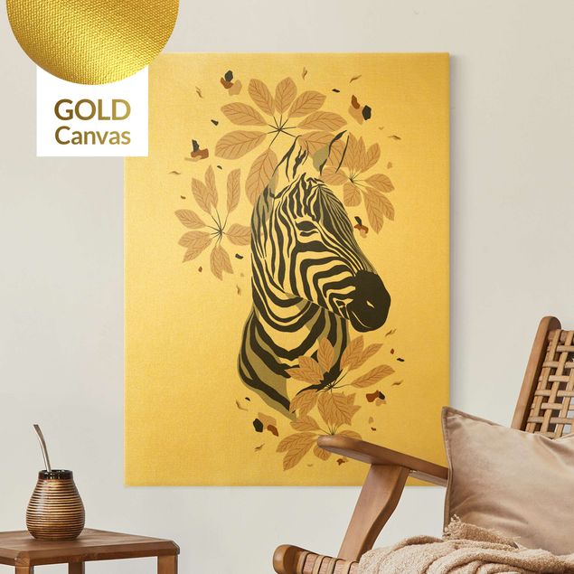 Wanddeko gold Safari Tiere - Portrait Zebra