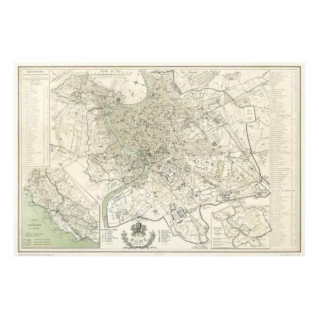 Wanddeko Esszimmer Vintage Stadtplan Rom Antik