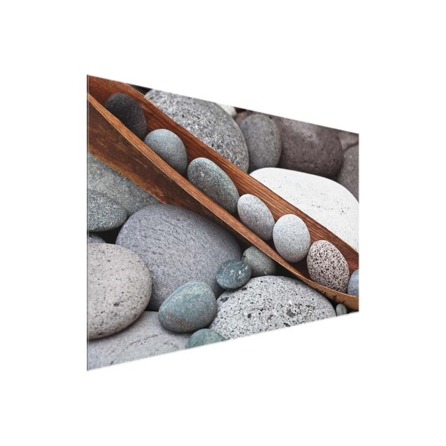 Wanddeko Esszimmer Stillleben mit grauen Steinen
