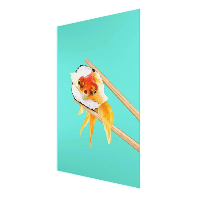 Wanddeko türkis Sushi mit Goldfisch