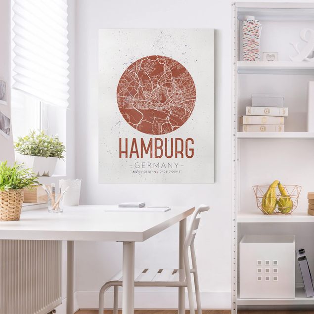 Wanddeko Schlafzimmer Stadtplan Hamburg - Retro