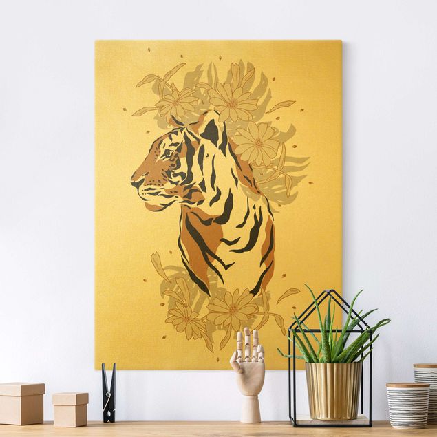 Wanddeko Wohnzimmer Safari Tiere - Portrait Tiger