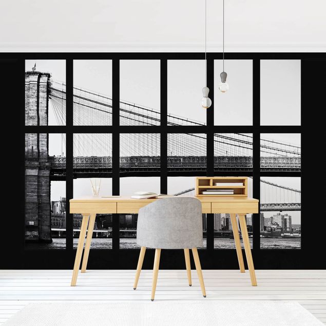 Wanddeko Wohnzimmer Fenster Brücken New York