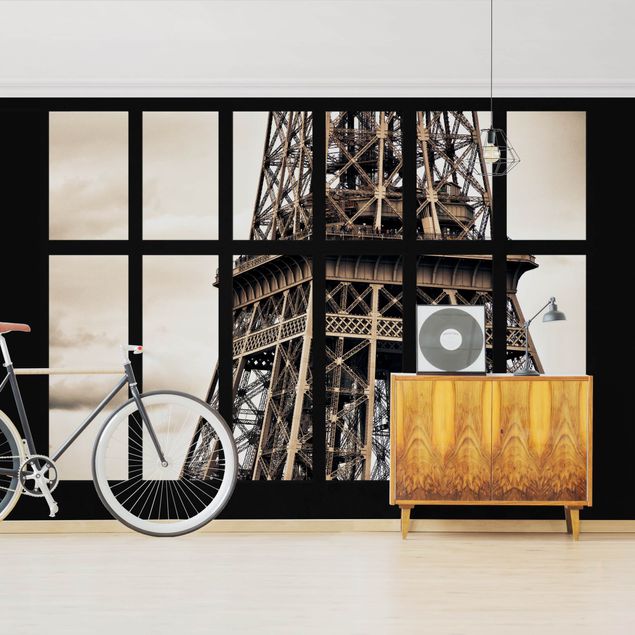 Wohndeko 3D Fenster Eiffelturm Paris