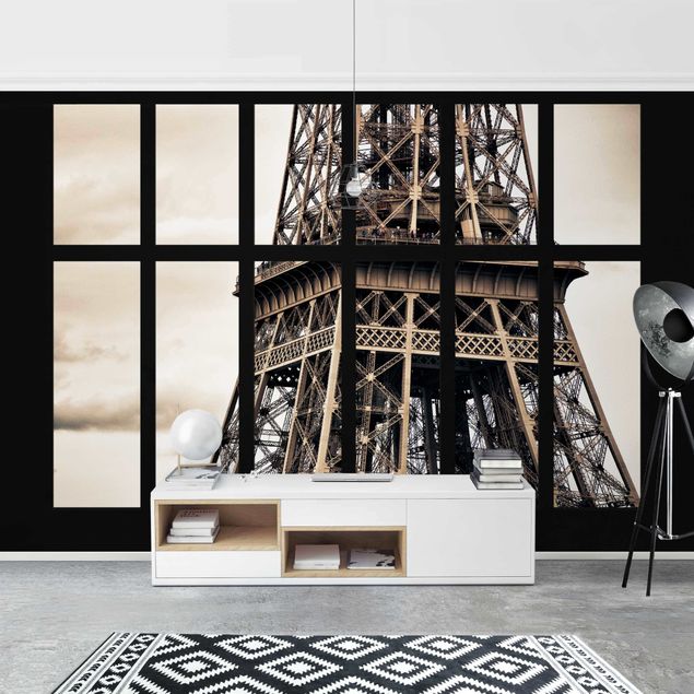 Wanddeko Wohnzimmer Fenster Eiffelturm Paris