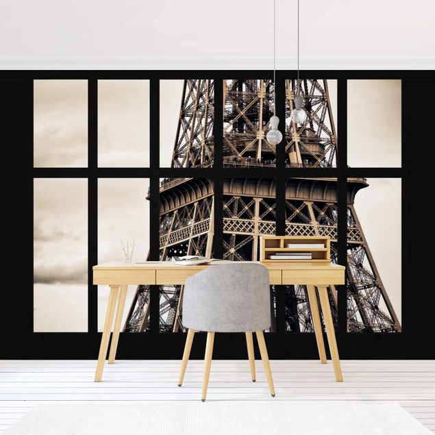 Wanddeko Schlafzimmer Fenster Eiffelturm Paris