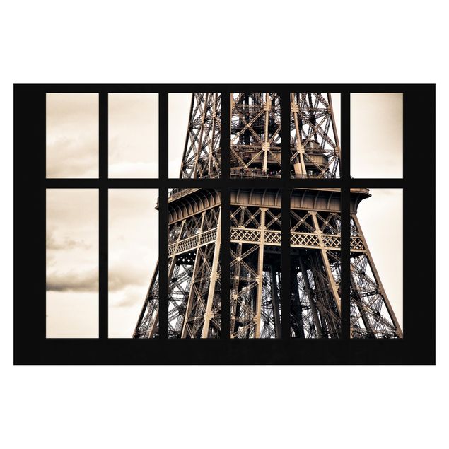 Wanddeko Esszimmer Fenster Eiffelturm Paris