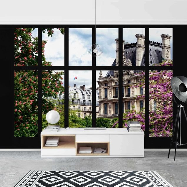 Wanddeko Wohnzimmer Fenster Frühling II Paris