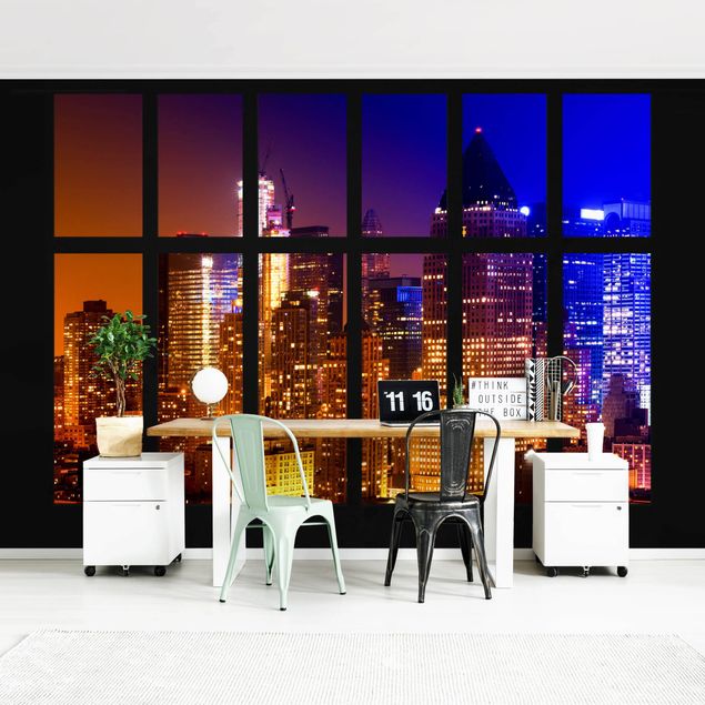 Wanddeko Wohnzimmer Fenster Manhattan Sonnenaufgang