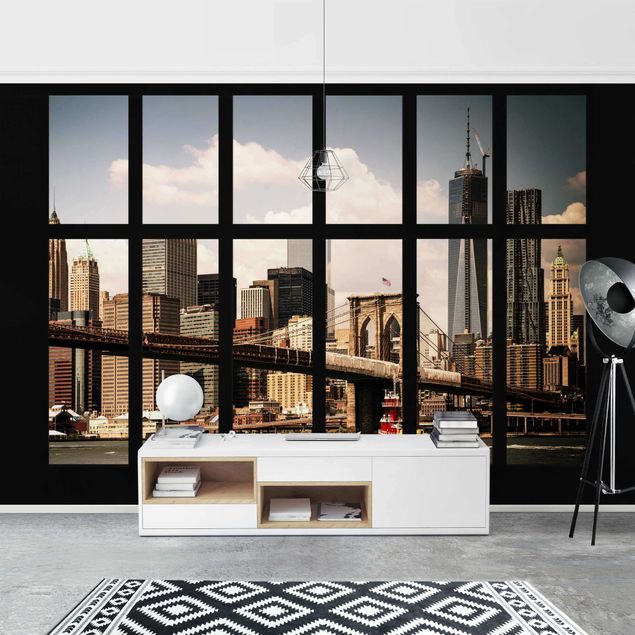 Wanddeko Wohnzimmer Fenster New York Brooklyn Bridge