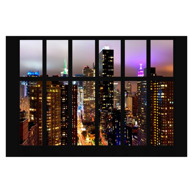 Wanddeko Esszimmer Fenster New York Mondlicht