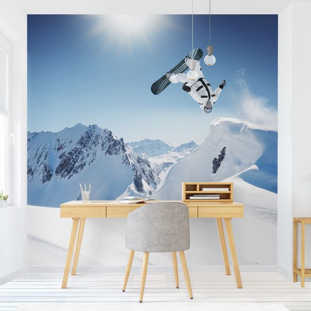 Wanddeko Büro Fliegender Snowboarder