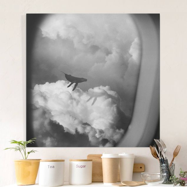 Leinwandbilder Fisch Fliegender Wal in den Wolken