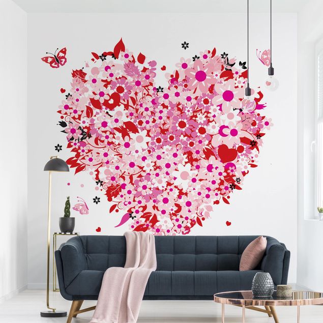 Wanddeko Wohnzimmer Floral Retro Heart
