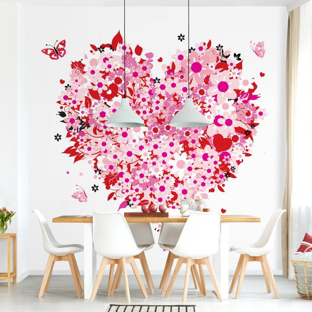 Wanddeko Schlafzimmer Floral Retro Heart