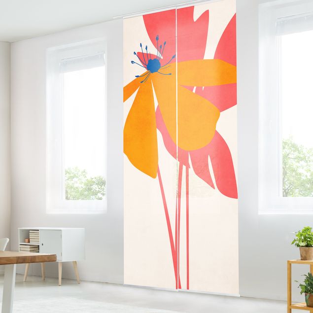 Wanddeko Wohnzimmer Florale Schönheit Rosa und Orange