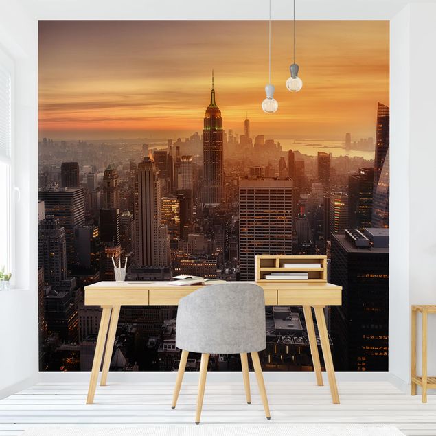 Wanddeko Schlafzimmer Manhattan Skyline Abendstimmung