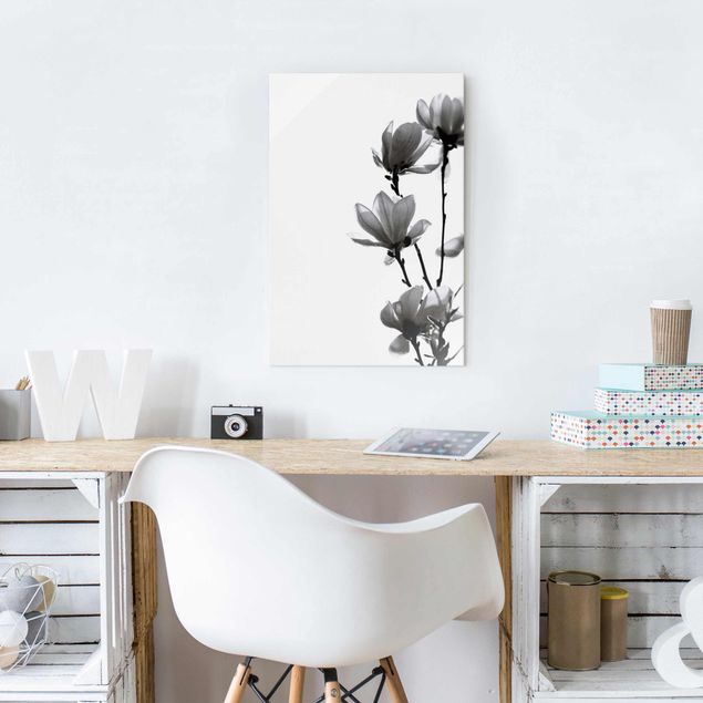 Wanddeko Esszimmer Frühlingsbote Magnolie Schwarz Weiß