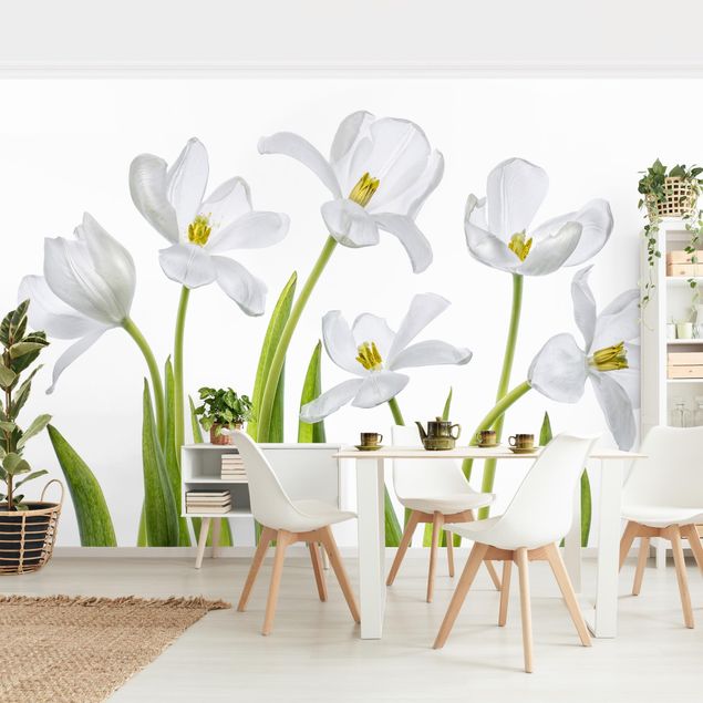 Wanddeko Schlafzimmer Fünf Weiße Tulpen