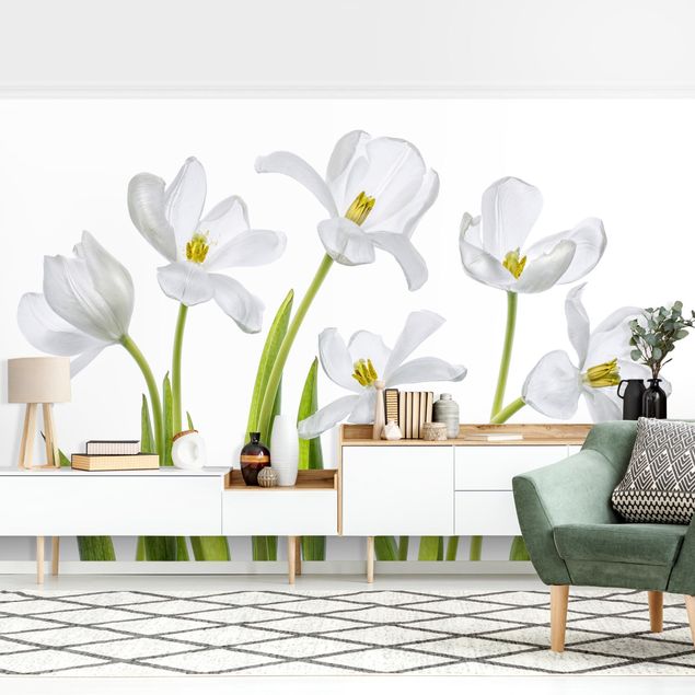 Wanddeko Flur Fünf Weiße Tulpen