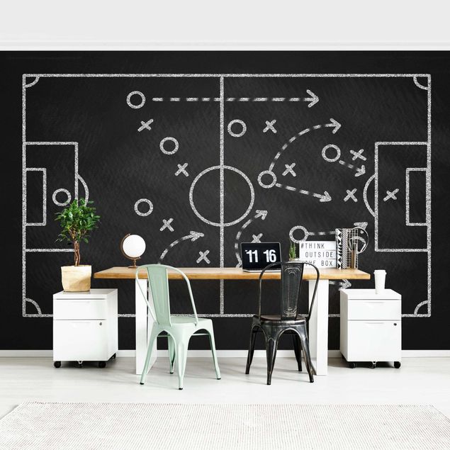 Deko Kinderzimmer Fußballstrategie auf Tafel
