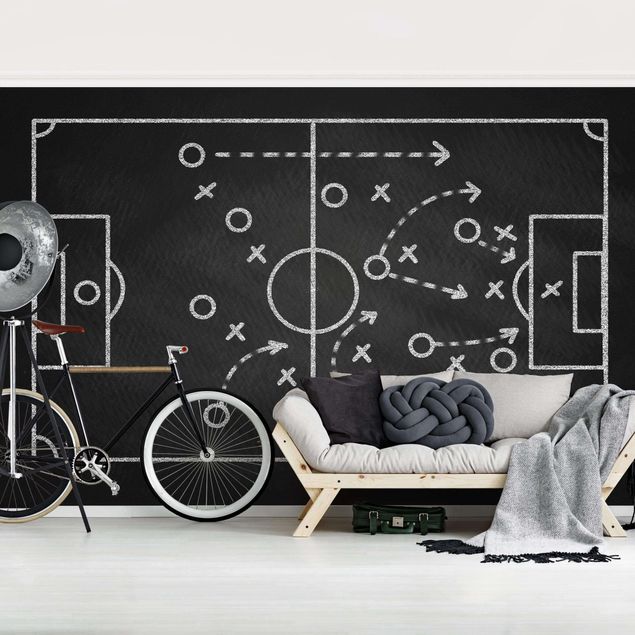 Wanddeko Büro Fußballstrategie auf Tafel