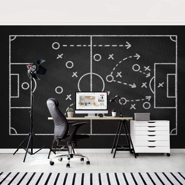 Wanddeko Jungenzimmer Fußballstrategie auf Tafel