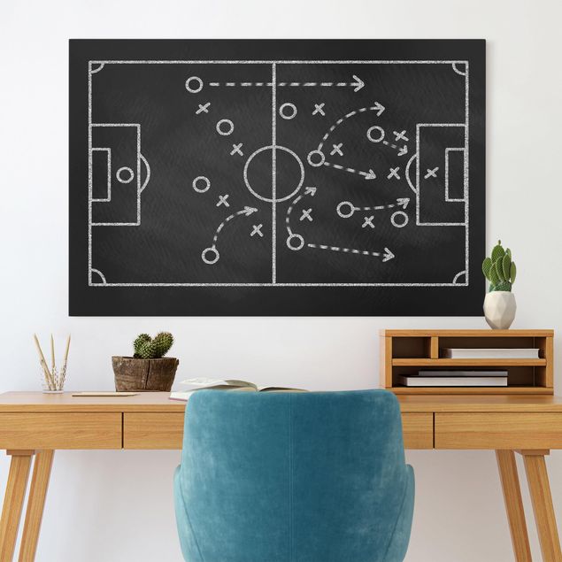 Kinderzimmer Deko Fußballstrategie auf Tafel