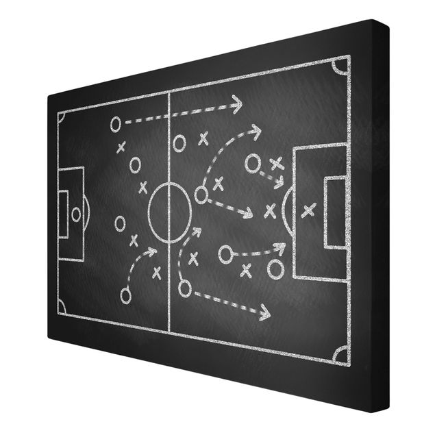 Wanddeko schwarz-weiß Fußballstrategie auf Tafel