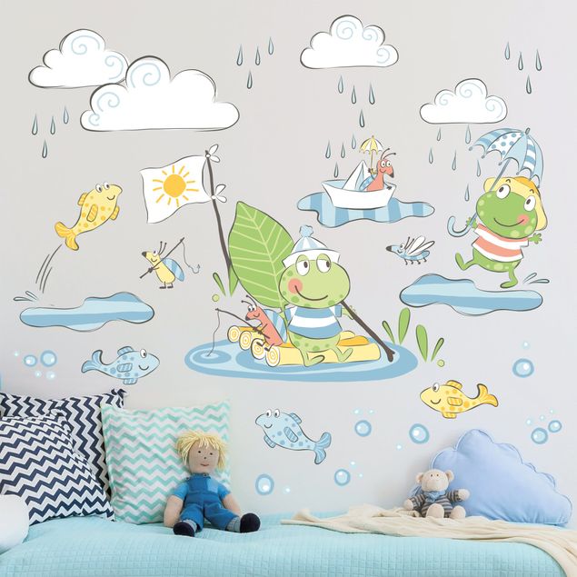 Kinderzimmer Deko Frösche - Angelspaß im Regen
