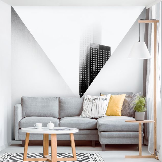 Wanddeko Wohnzimmer Geometrische Architekturstudie Schwarz-Weiß