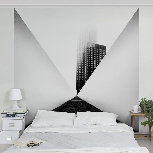 Wanddeko Flur Geometrische Architekturstudie Schwarz-Weiß