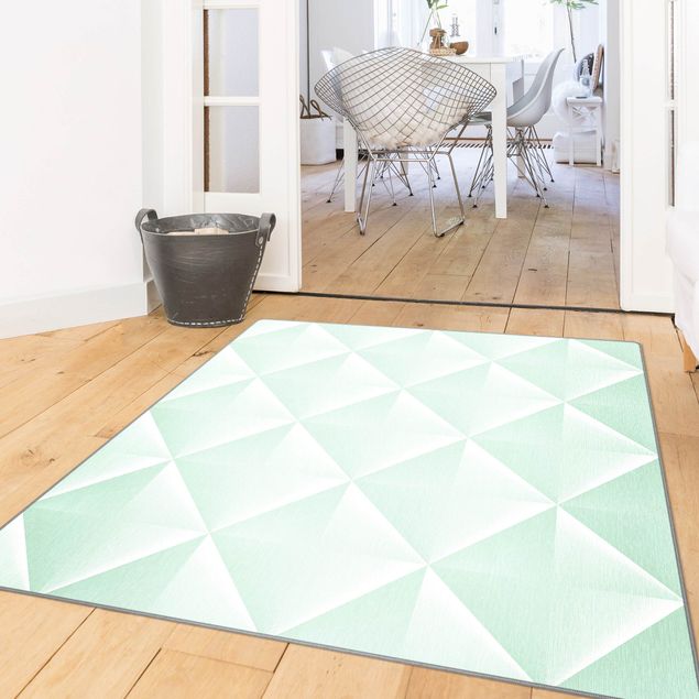 Wanddeko Wohnzimmer Geometrisches 3D Rauten Muster in Mint