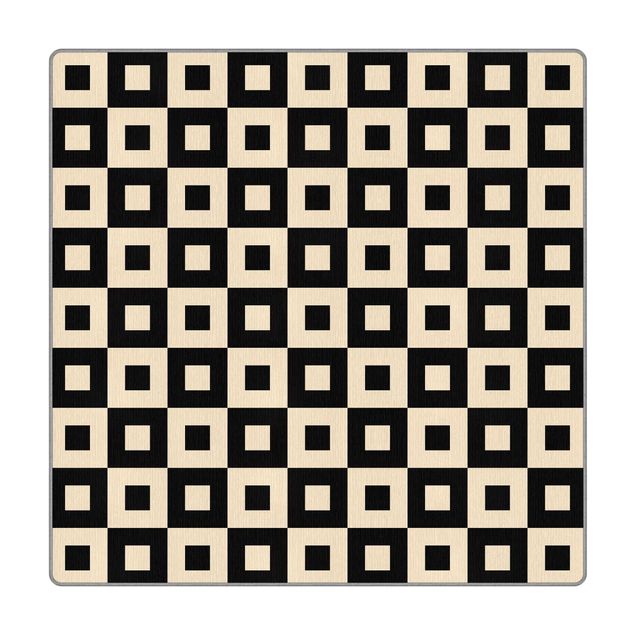 Wanddeko Praxis Geometrisches Muster aus Schwarz Beigen Quadraten